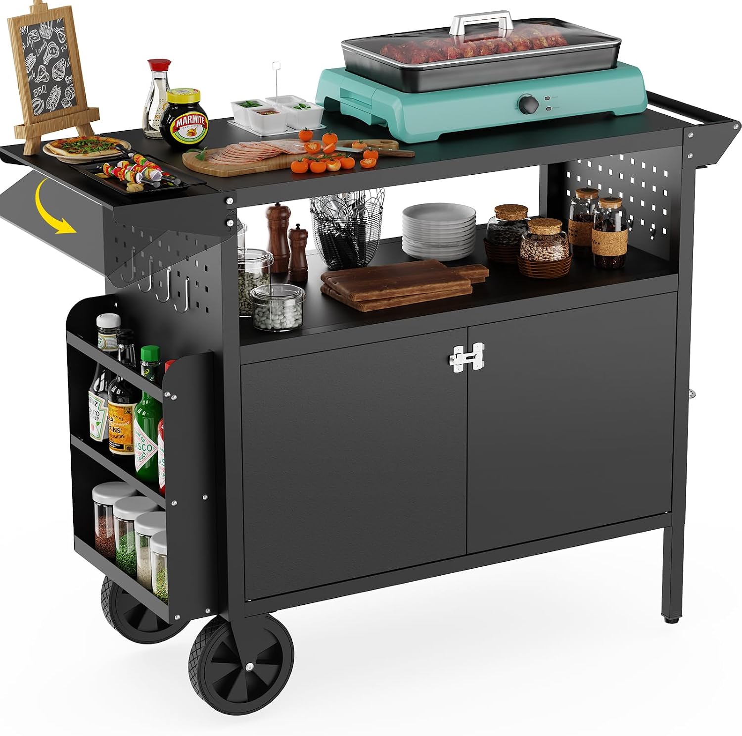 Outdoor Furniture European - Outdoor Grill Cart Table With Storage