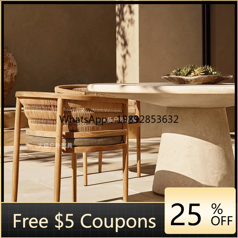 Outdoor Furniture Resin - YYFY Outdoor Teak RH Table and