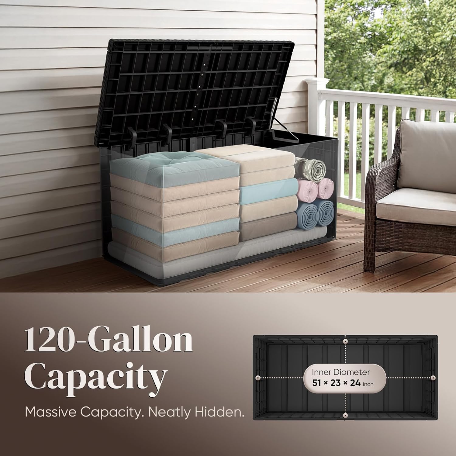 120 Gallon Resin Deck Box, Wea - Outdoor Furniture Resin review and price