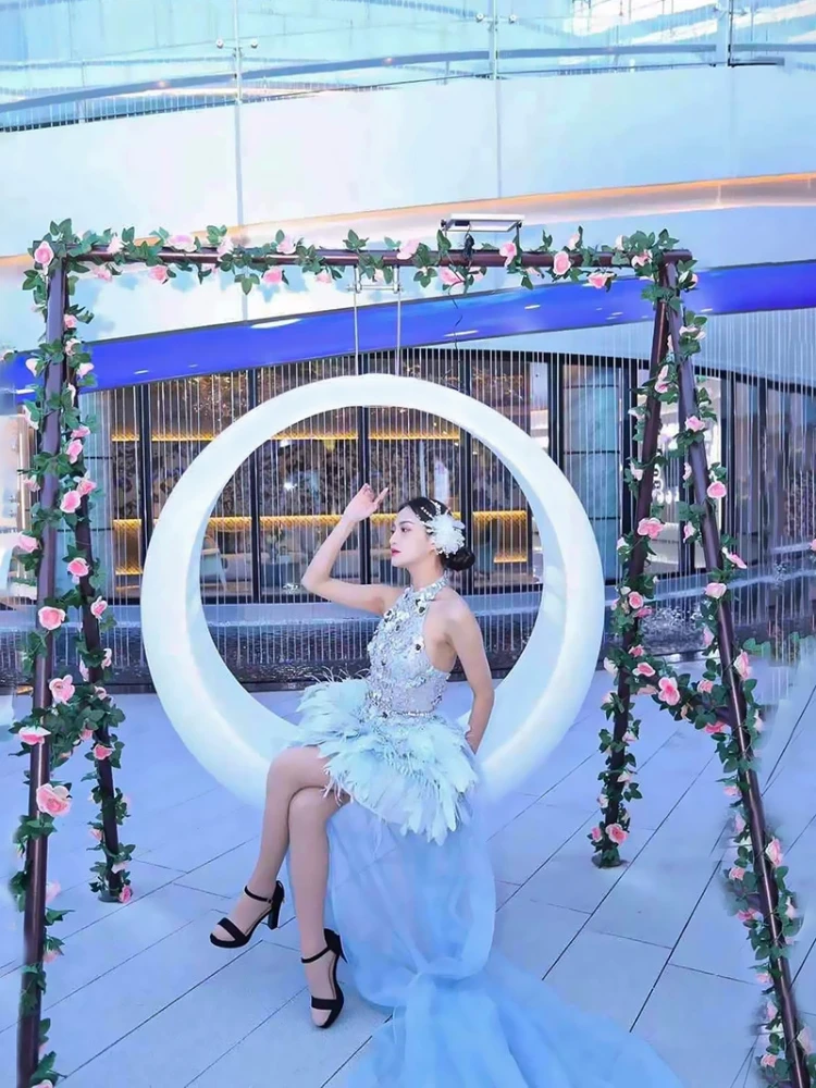Luminous Swing Moon Shape Outd - Outdoor Furniture Rh review and price